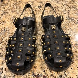 Gucci Men's Black Jelly/Rubber Sandals with Studs - Size 10 -
Limited Edition